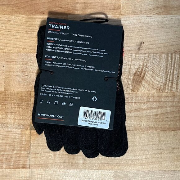 New Injinji Men's Medium 8-10.5 Trainer Mini Crew Toe socks Black - Picture 2 of 2